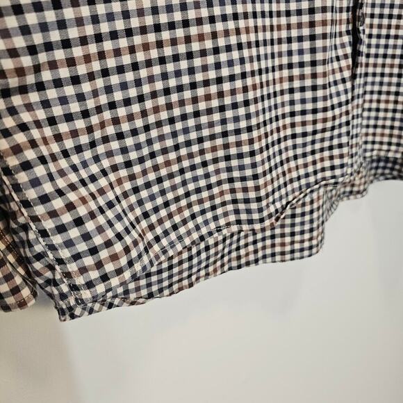 Porter + Ash Men's Gingham Brown Gray Cream Button-down Dress Shirt Size XXL - Picture 9 of 11
